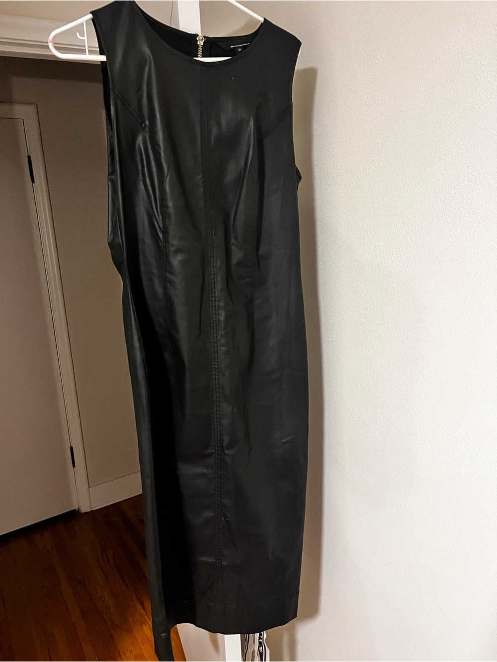 White House Black Market Black Faux Leather Midi Dress